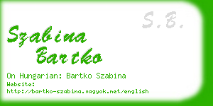 szabina bartko business card